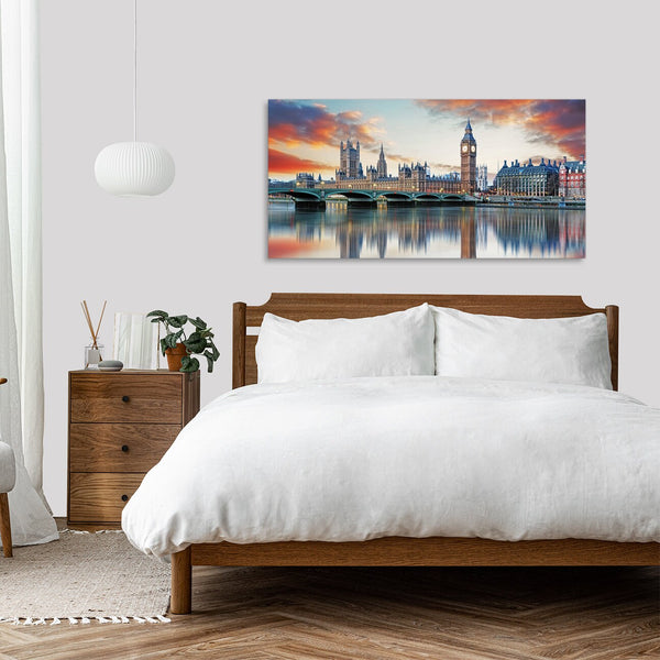 Quadro Stampa su Tela con Telaio in Legno paesaggio londra