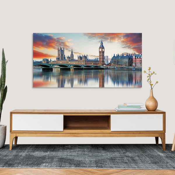 Quadro Stampa su Tela con Telaio in Legno paesaggio londra