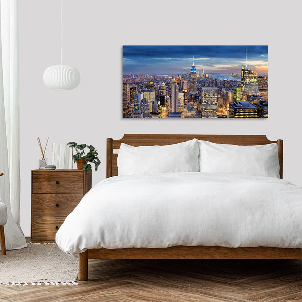 Quadro Stampa su Tela con Telaio in Legno paesaggio new york