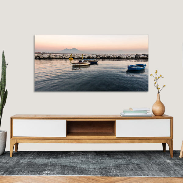Quadro Stampa su Tela con Telaio in Legno paesaggio napoli vesuvio