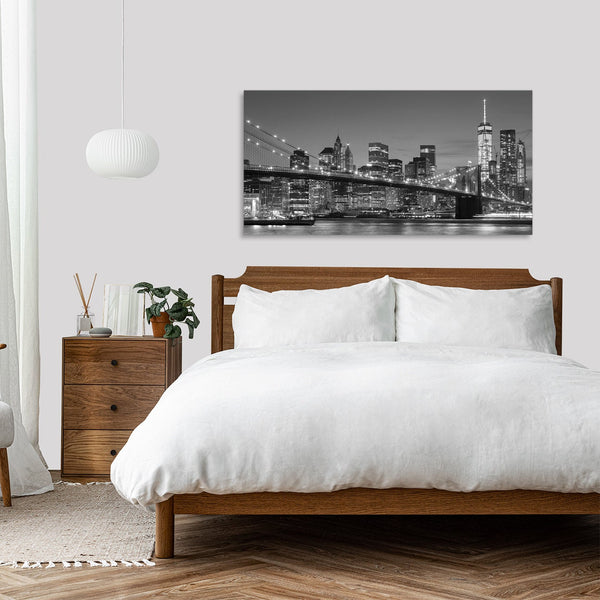 Quadro Stampa su Tela con Telaio in Legno paesaggio new york