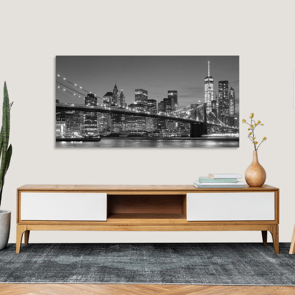 Quadro Stampa su Tela con Telaio in Legno paesaggio new york