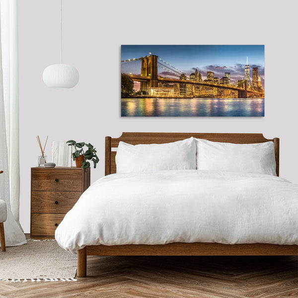 Quadro Stampa su Tela con Telaio in Legno paesaggio new york