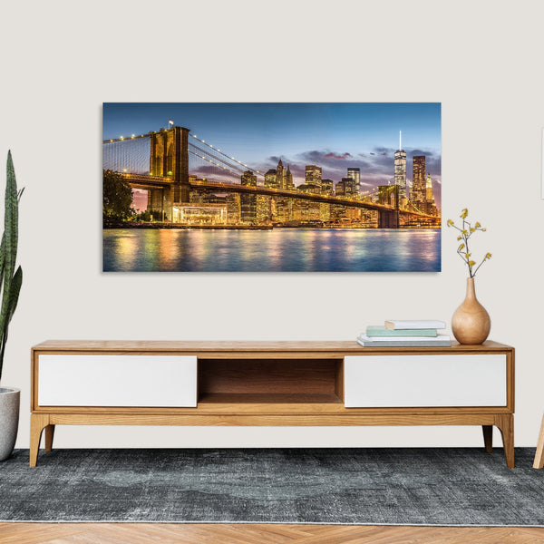 Quadro Stampa su Tela con Telaio in Legno paesaggio new york