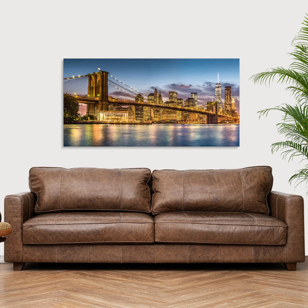 Quadro Stampa su Tela con Telaio in Legno paesaggio new york
