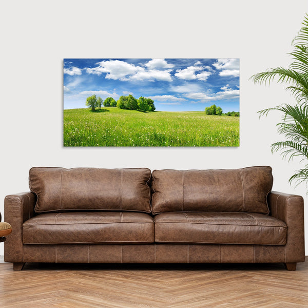 Quadro Stampa su Tela con Telaio in Legno paesaggio alberi