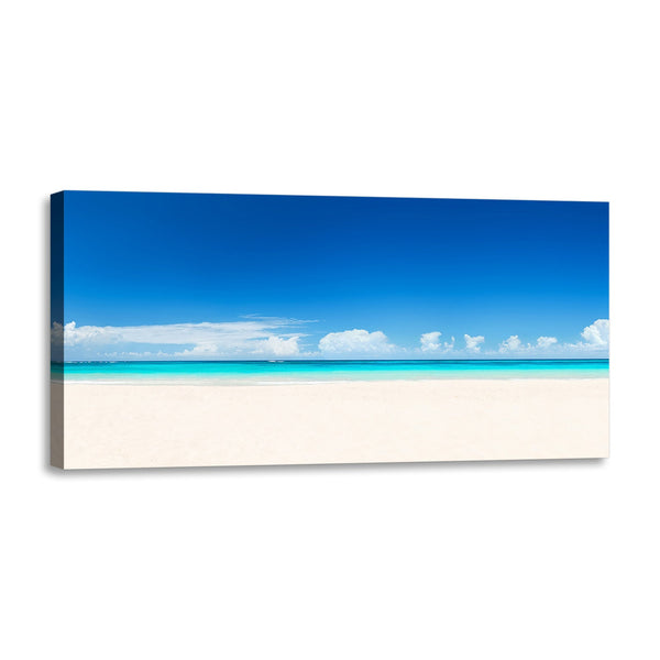 Quadro Stampa su Tela con Telaio in Legno paesaggio isola tropicale mare spiaggia