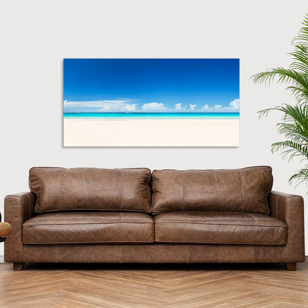 Quadro Stampa su Tela con Telaio in Legno paesaggio isola tropicale mare spiaggia
