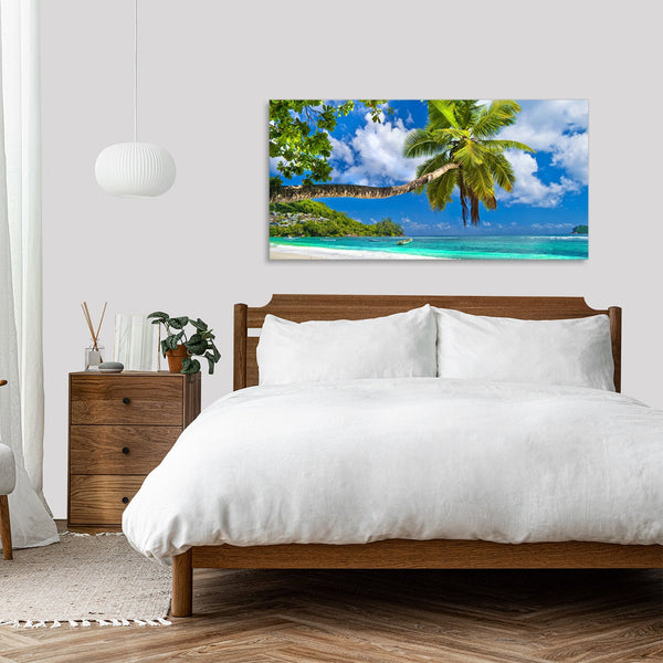 Quadro Stampa su Tela con Telaio in Legno paesaggio isola tropicale