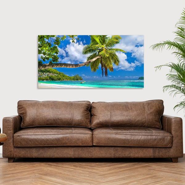 Quadro Stampa su Tela con Telaio in Legno paesaggio isola tropicale