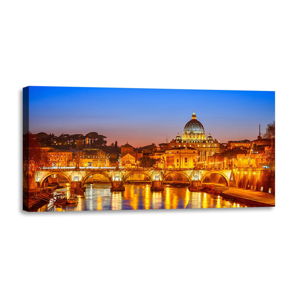 Quadro Stampa su Tela con Telaio in Legno paesaggio roma
