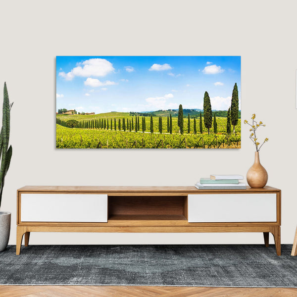 Quadro Stampa su Tela con Telaio in Legno paesaggio alberi