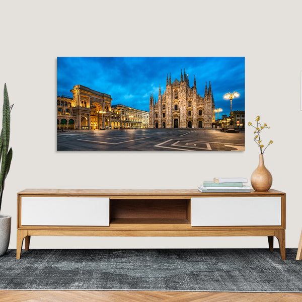 Quadro Stampa su Tela con Telaio in Legno paesaggio milano duomo