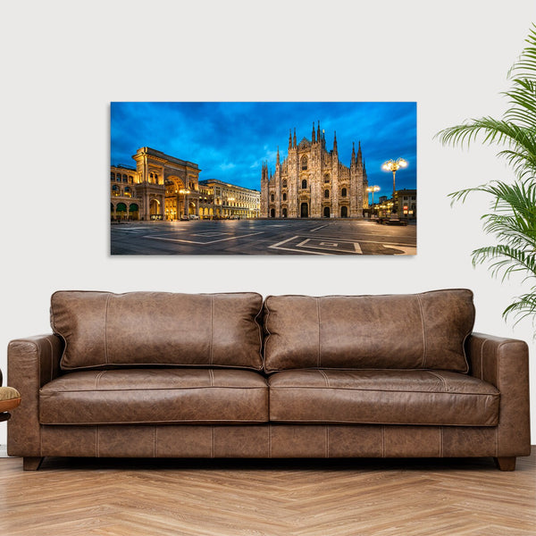 Quadro Stampa su Tela con Telaio in Legno paesaggio milano duomo