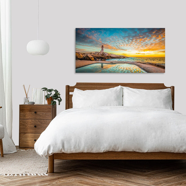 Quadro Stampa su Tela con Telaio in Legno paesaggio mare tramonto