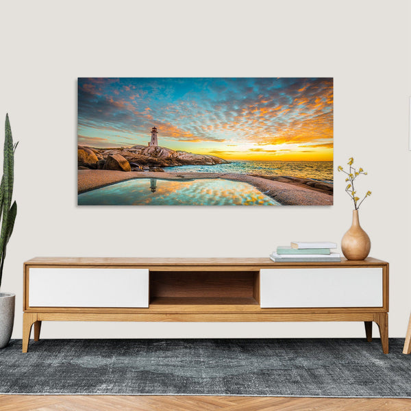 Quadro Stampa su Tela con Telaio in Legno paesaggio mare tramonto