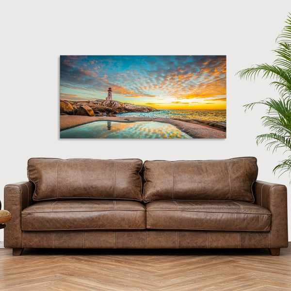 Quadro Stampa su Tela con Telaio in Legno paesaggio mare tramonto
