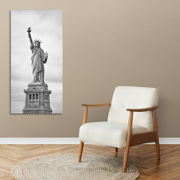 Quadro Stampa su Tela con Telaio in Legno paesaggio Statua della Libertà