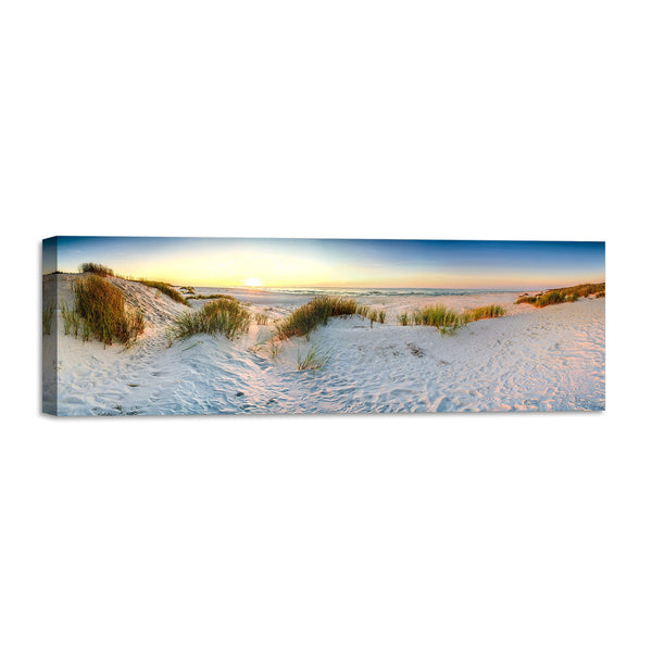 Quadro Stampa su Tela con Telaio in Legno paesaggio spiaggia mare tramonto