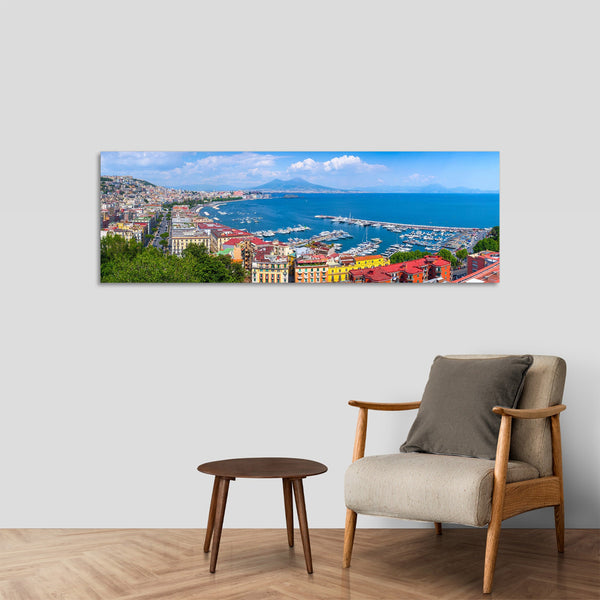 Quadro Stampa su Tela con Telaio in Legno paesaggio napoli vesuvio