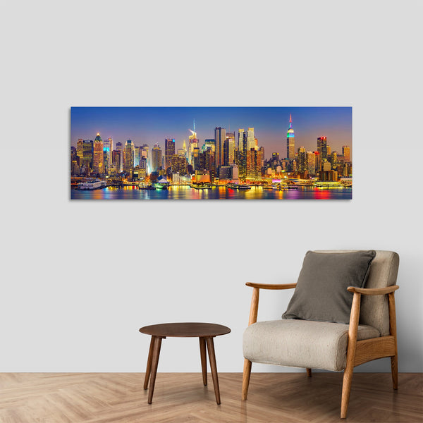 Quadro Stampa su Tela con Telaio in Legno paesaggio new york