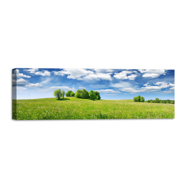 Quadro Stampa su Tela con Telaio in Legno paesaggio alberi