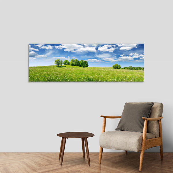 Quadro Stampa su Tela con Telaio in Legno paesaggio alberi