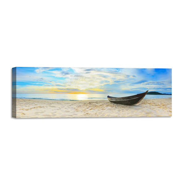 Quadro Stampa su Tela con Telaio in Legno paesaggio spiaggia mare tramonto
