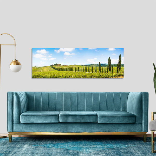 Quadro Stampa su Tela con Telaio in Legno paesaggio alberi