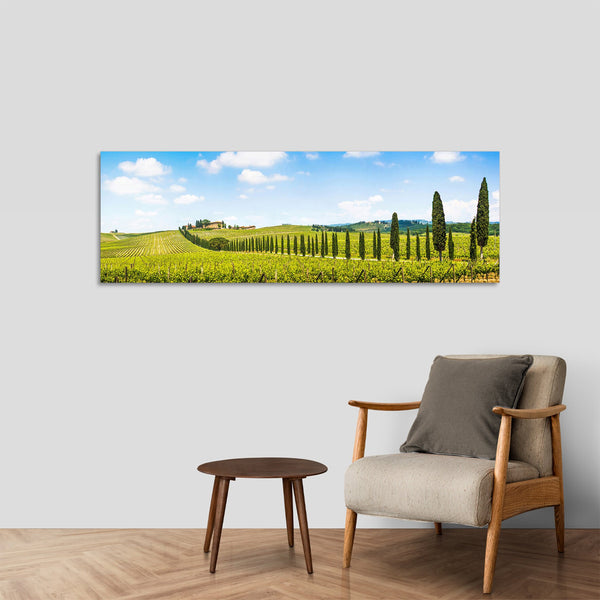Quadro Stampa su Tela con Telaio in Legno paesaggio alberi