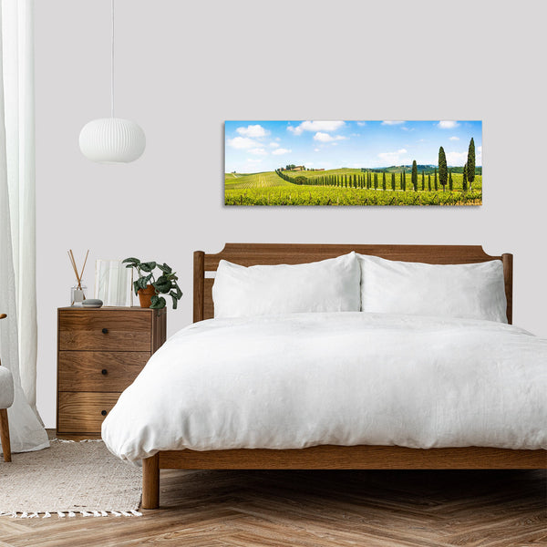 Quadro Stampa su Tela con Telaio in Legno paesaggio alberi