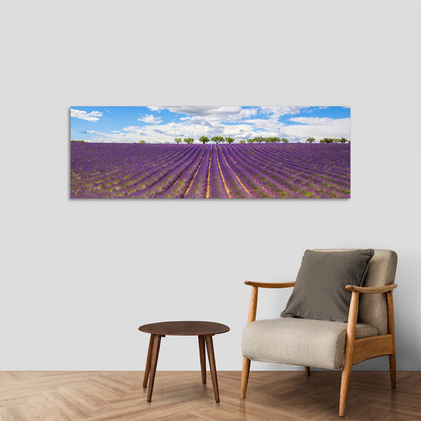 Quadro Stampa su Tela con Telaio in Legno paesaggio provenza campo di lavanda