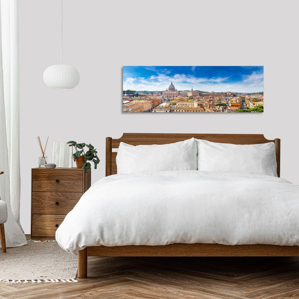 Quadro Stampa su Tela con Telaio in Legno paesaggio roma
