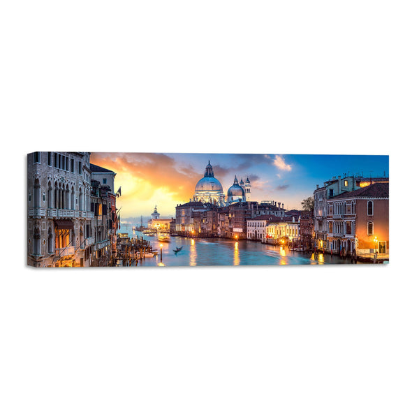 Quadro Stampa su Tela con Telaio in Legno paesaggio venezia tramonto