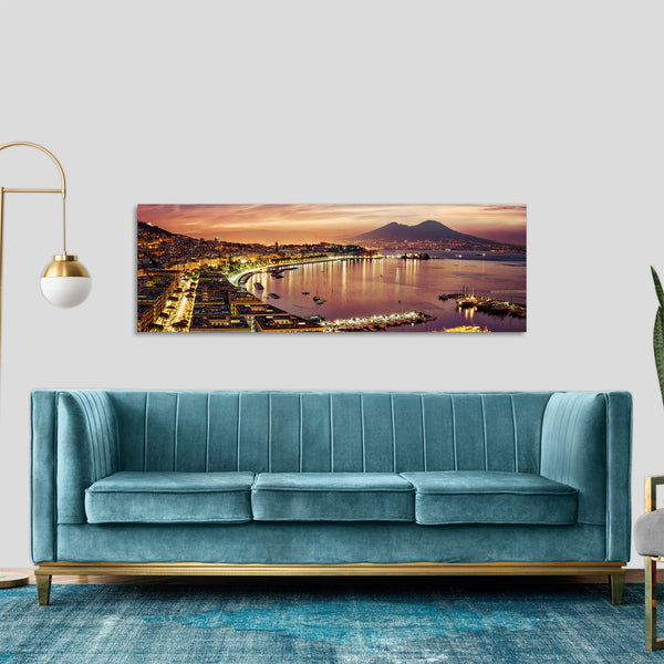 Quadro Stampa su Tela con Telaio in Legno paesaggio napoli vesuvio