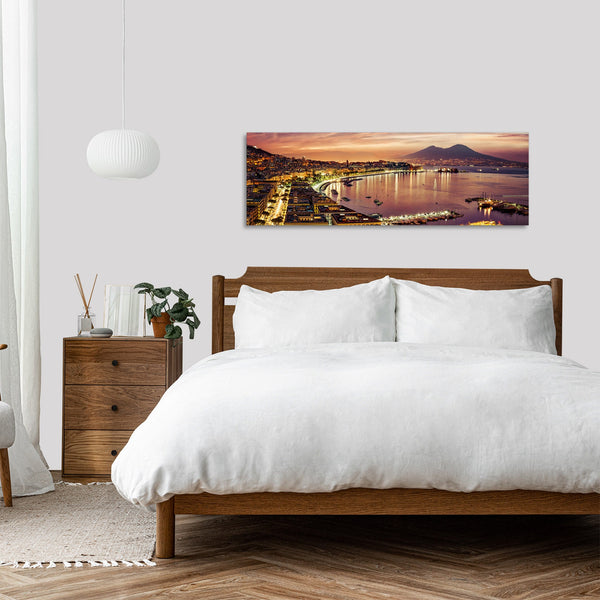 Quadro Stampa su Tela con Telaio in Legno paesaggio napoli vesuvio