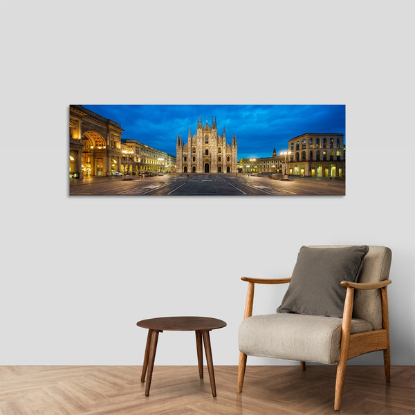 Quadro Stampa su Tela con Telaio in Legno paesaggio milano duomo