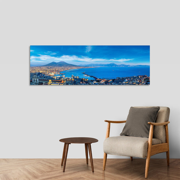 Quadro Stampa su Tela con Telaio in Legno paesaggio napoli vesuvio