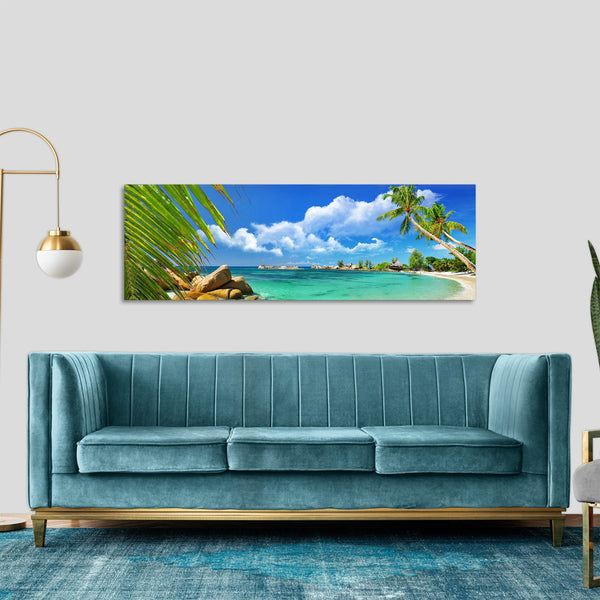 Quadro Stampa su Tela con Telaio in Legno paesaggio isola tropicale