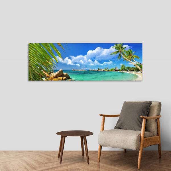 Quadro Stampa su Tela con Telaio in Legno paesaggio isola tropicale