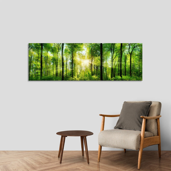 Quadro Stampa su Tela con Telaio in Legno paesaggio alberi
