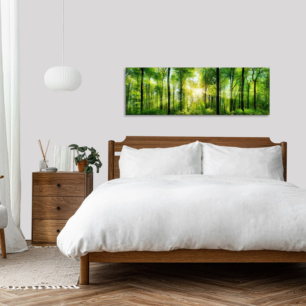 Quadro Stampa su Tela con Telaio in Legno paesaggio alberi