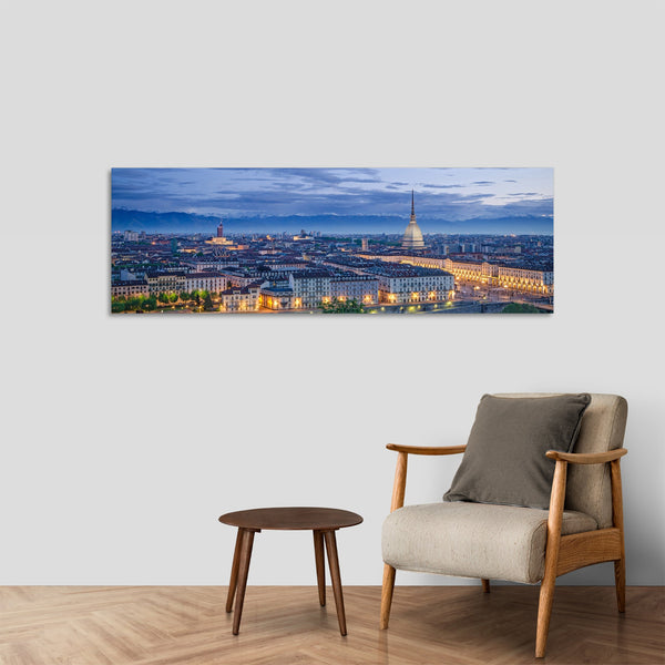 Quadro Stampa su Tela con Telaio in Legno paesaggio torino