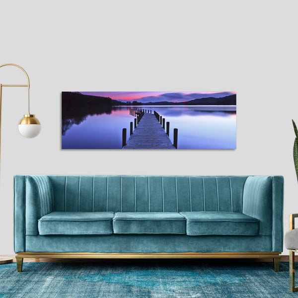 Quadro Stampa su Tela con Telaio in Legno paesaggio tramonto