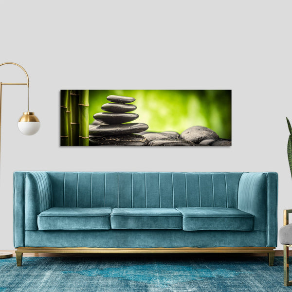 Quadro Stampa su Tela con Telaio in Legno fiori zen