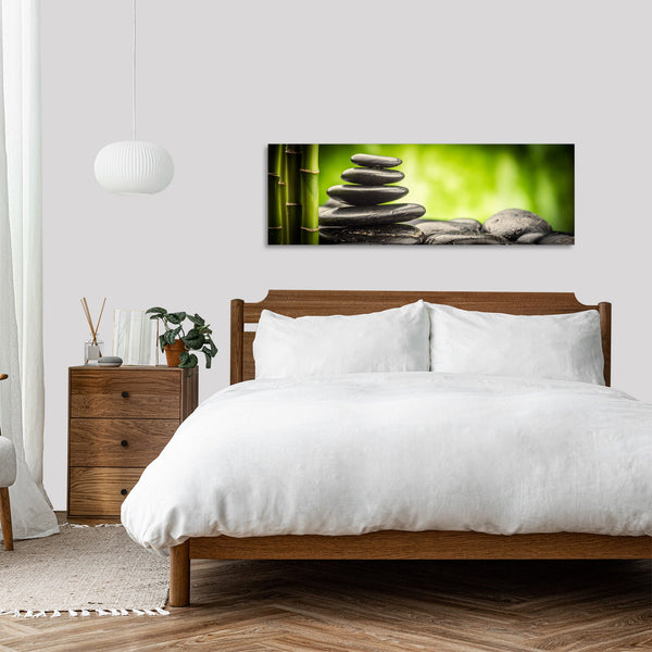 Quadro Stampa su Tela con Telaio in Legno fiori zen