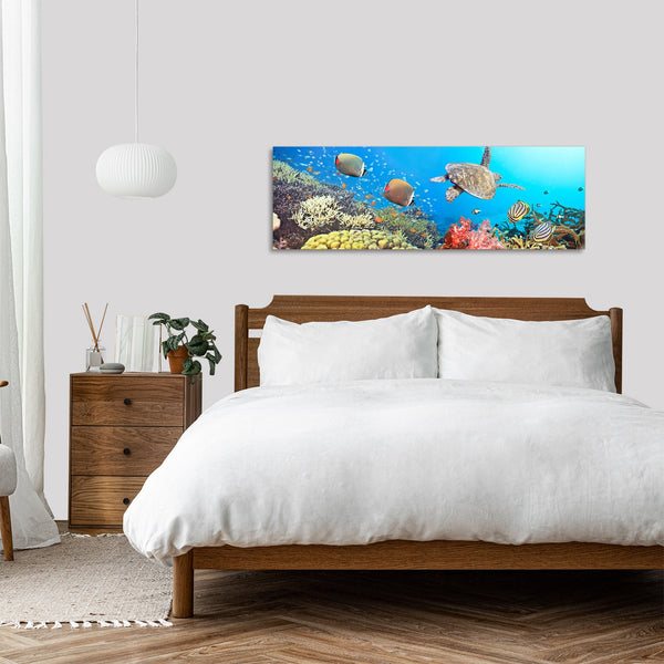 Quadro Stampa su Tela con Telaio in Legno acquario pesci tropicali