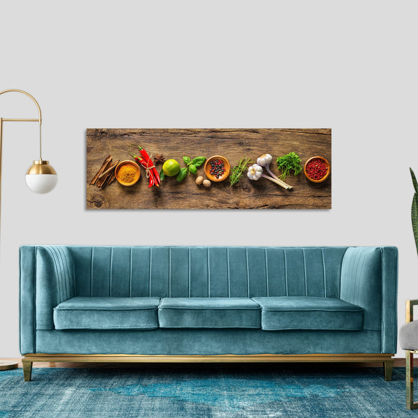 Quadro Stampa su Tela con Telaio in Legno cucina spezie