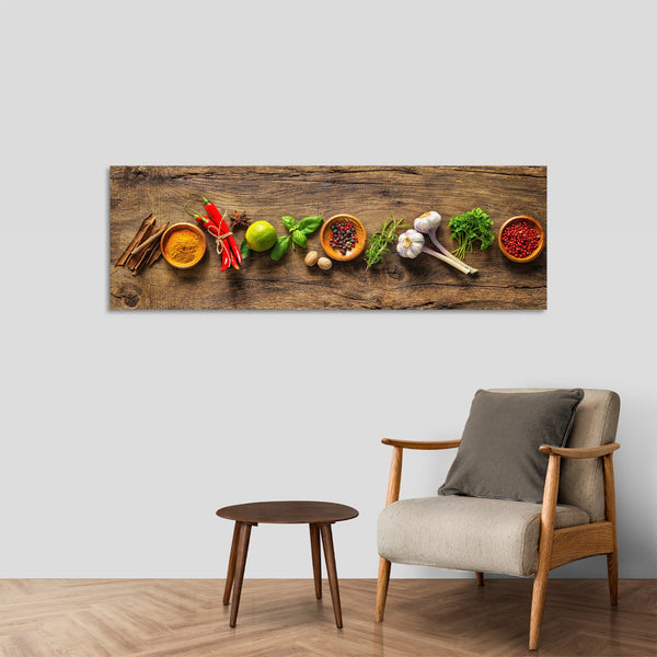 Quadro Stampa su Tela con Telaio in Legno cucina spezie