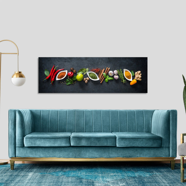 Quadro Stampa su Tela con Telaio in Legno cucina spezie